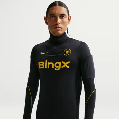 Nike Chelsea Strike Trainingstrui 1/4-Zip 2026-2027 donkerblauw goudgeel